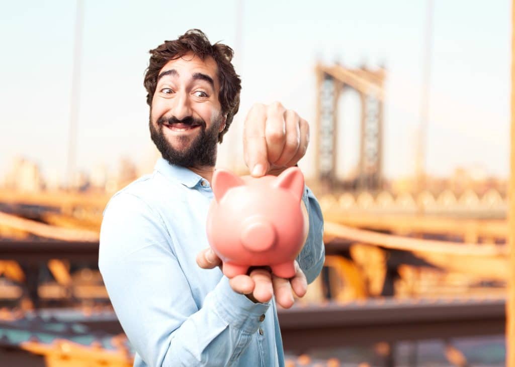 young businessman happy expression